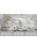 Scalamandre Crested Crane Mural | Panel 3 Silver Gold Wallpaper