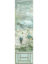 Scalamandre Crested Crane Mural | Panel 3 Green Gold Wallpaper