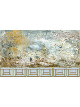 Scalamandre Crested Crane Mural | Panel 4 Wheat Blue Wallpaper