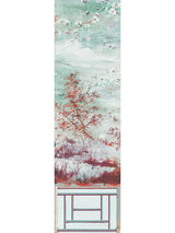 Scalamandre Crested Crane Mural | Panel 4 Turquoise Red Wallpaper