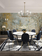 Scalamandre Crested Crane Mural | Panel 5 Turquoise Red Wallpaper
