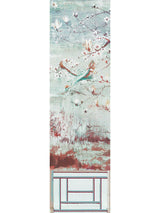 Scalamandre Crested Crane Mural | Panel 5 Turquoise Red Wallpaper