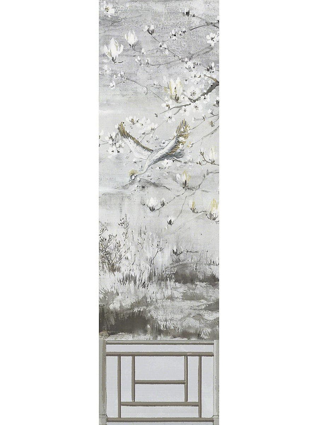 Scalamandre Crested Crane Mural | Panel 5 Silver Gold Wallpaper