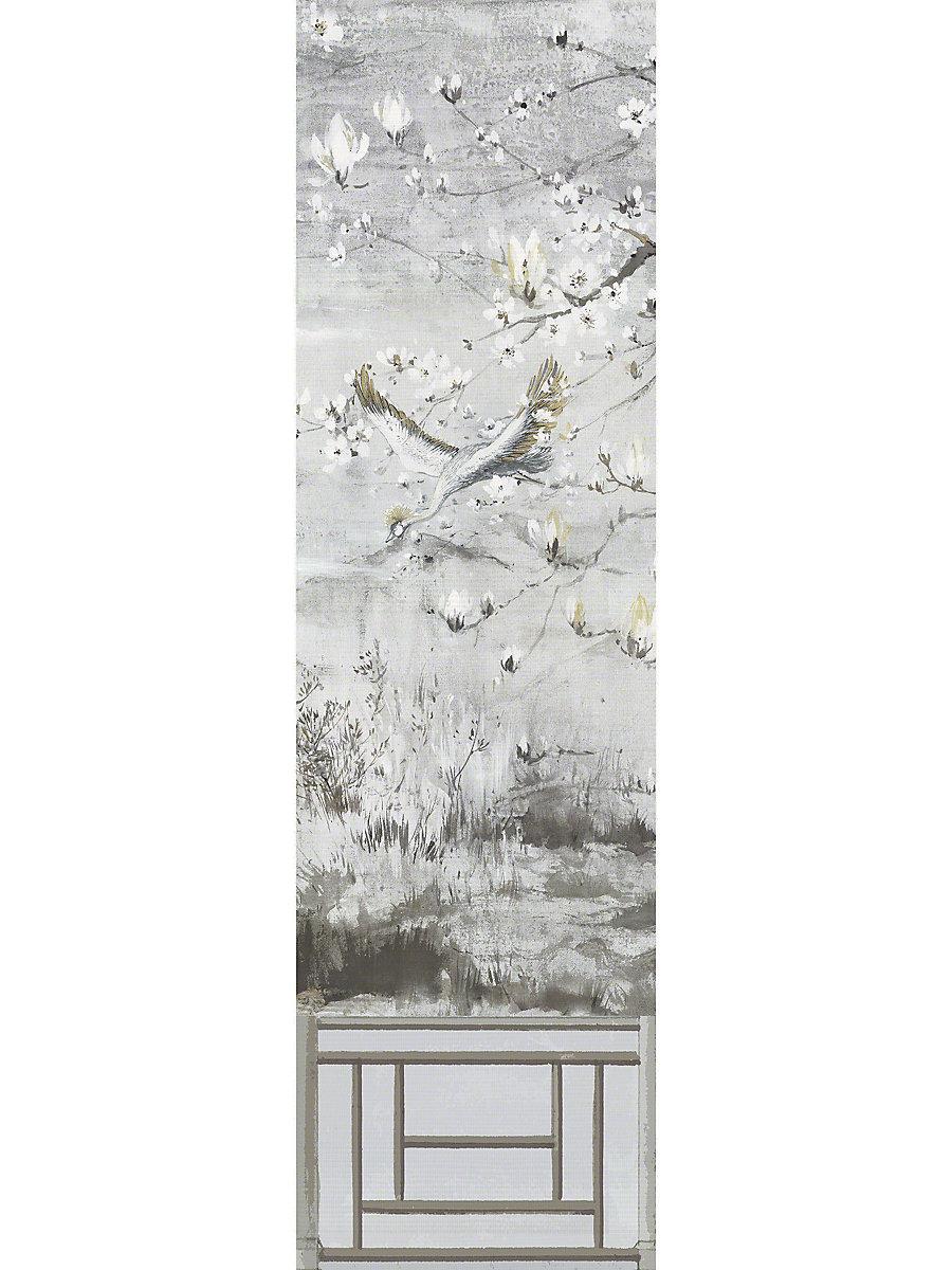 Scalamandre Crested Crane Mural | Panel 5 Silver Gold Wallpaper