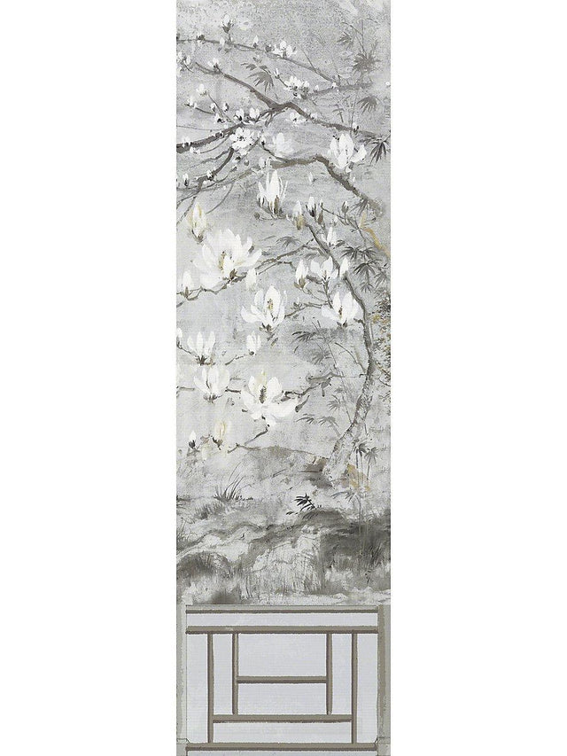 Scalamandre Crested Crane Mural | Panel 6 Silver Gold Wallpaper