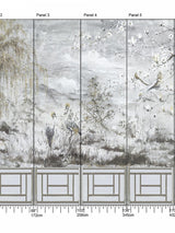 Scalamandre Crested Crane Mural | Panel 6 Silver Gold Wallpaper