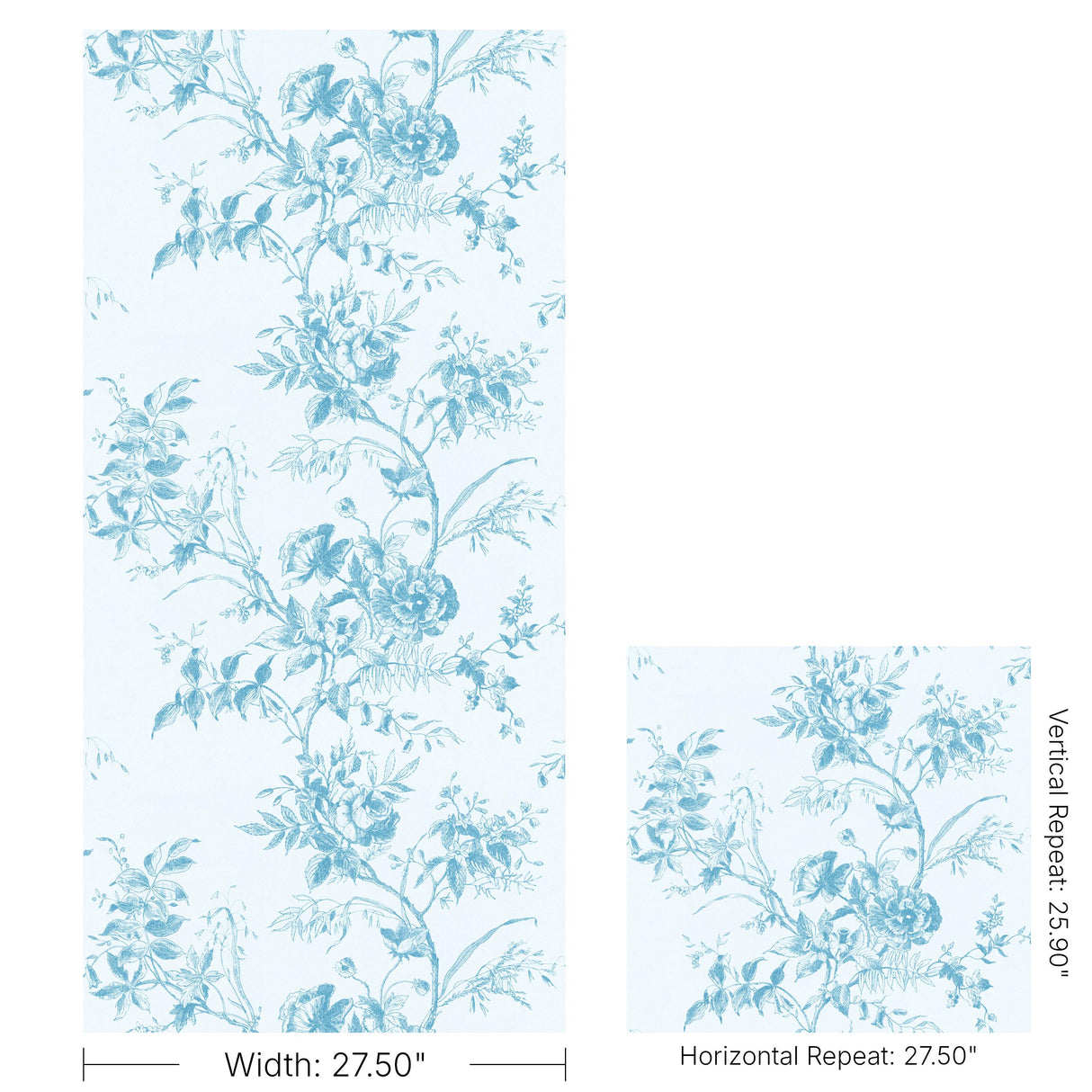 Lee Jofa TEA ROSE TOILE WP BLUE Wallpaper
