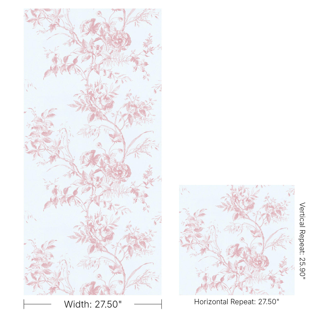 Lee Jofa TEA ROSE TOILE WP ROSE Wallpaper