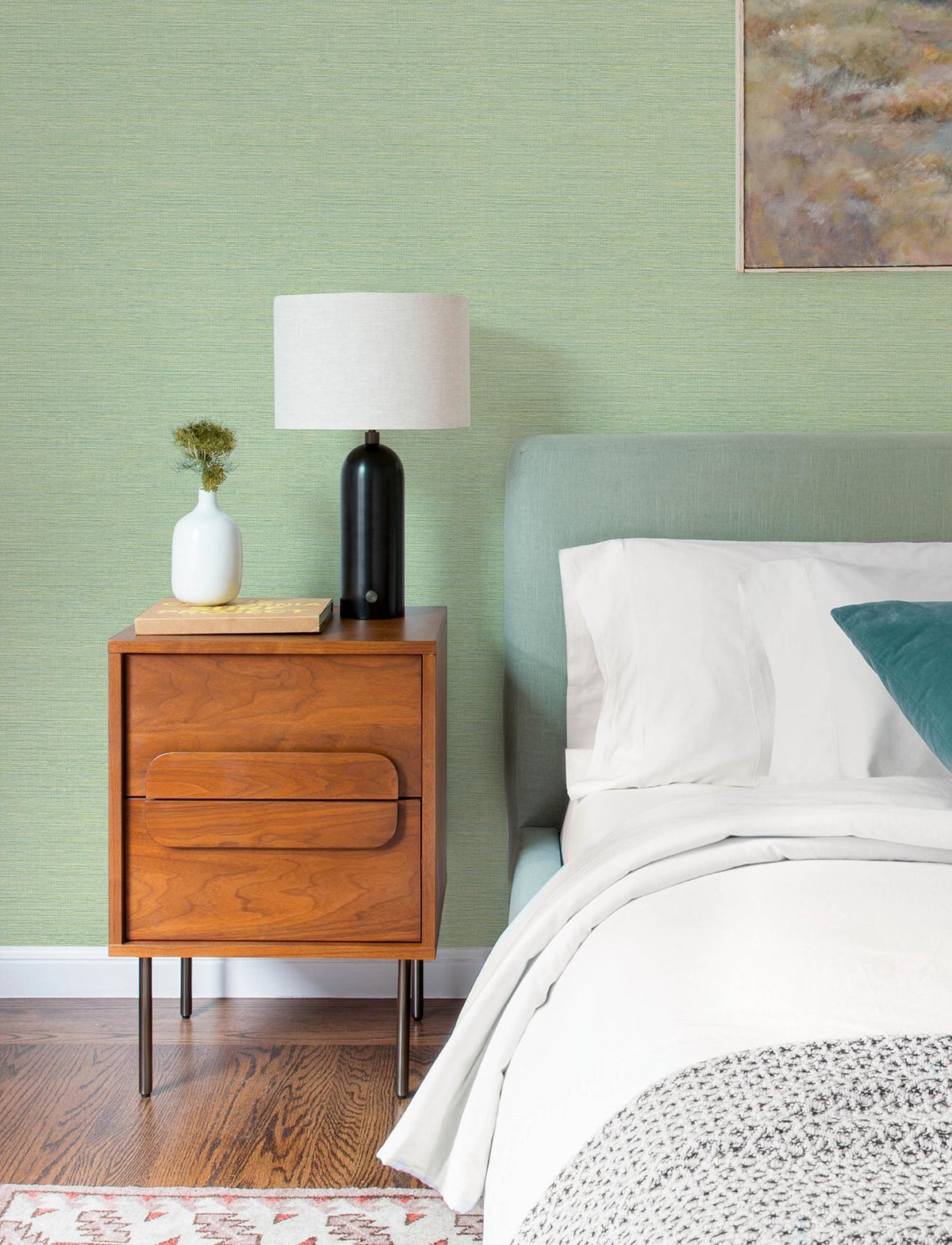 A-Street Prints Agave Green Faux Grasscloth Wallpaper