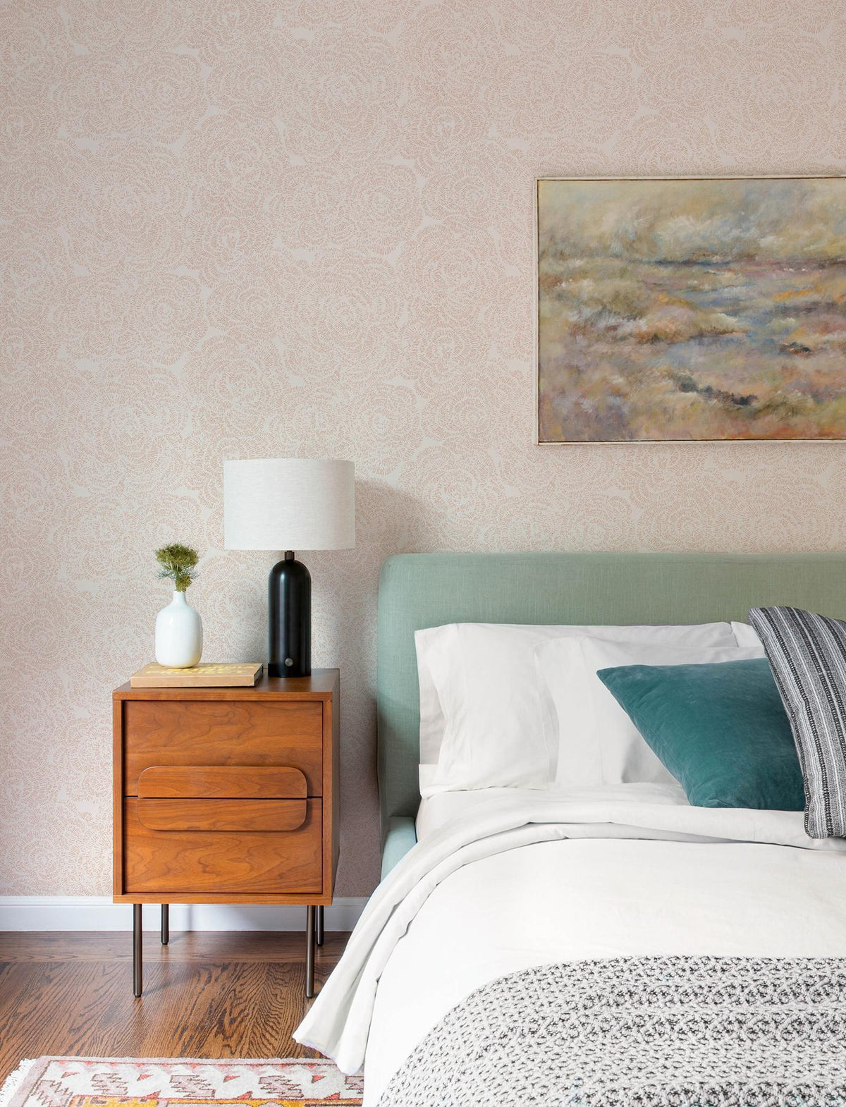 A-Street Prints Ambroise Light Pink Abstract Floral Wallpaper