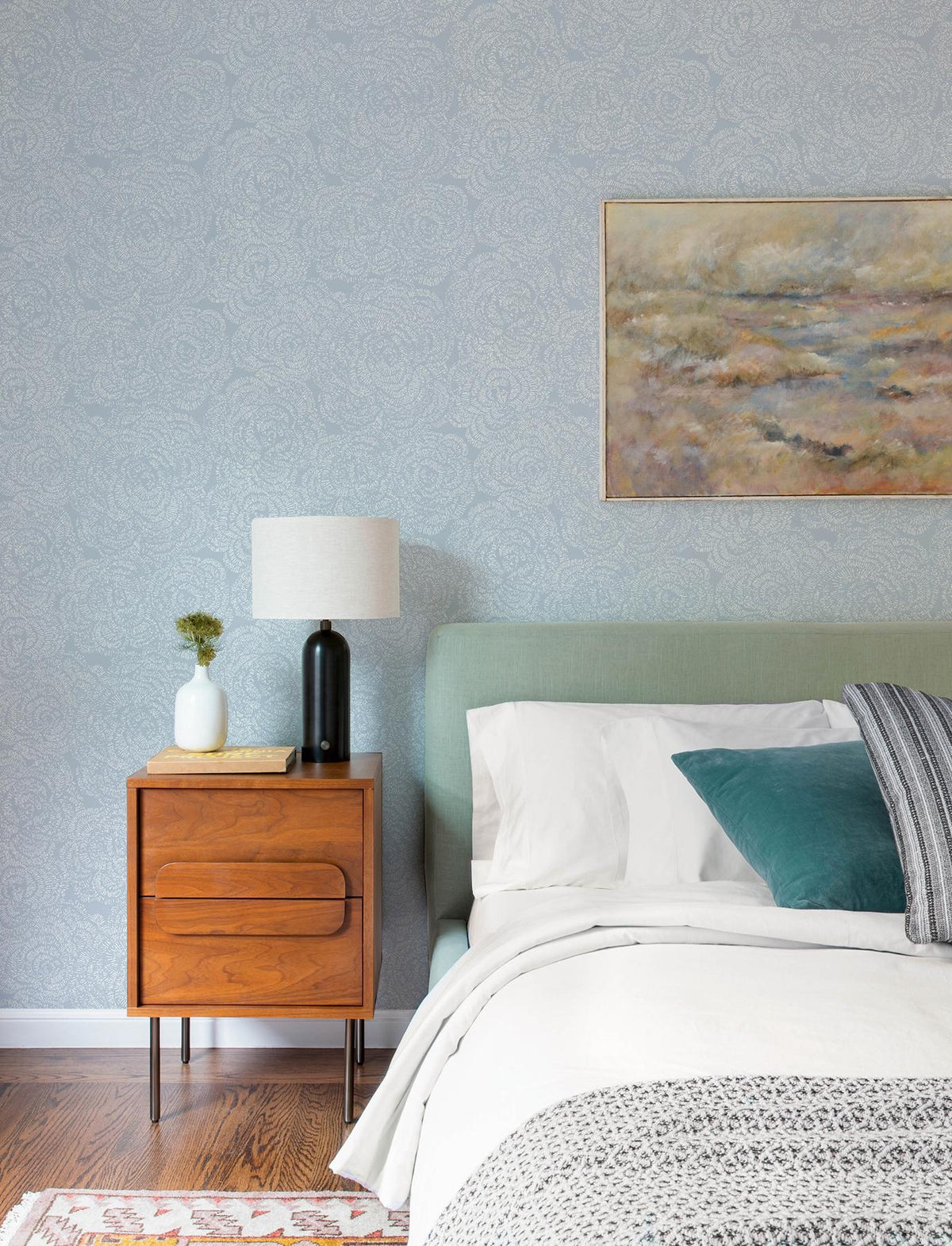 A-Street Prints Ambroise Light Blue Abstract Floral Wallpaper
