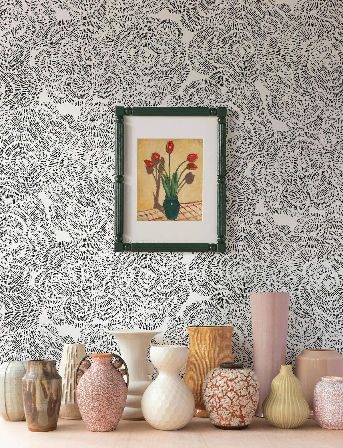 A-Street Prints Ambroise Black Abstract Floral Wallpaper