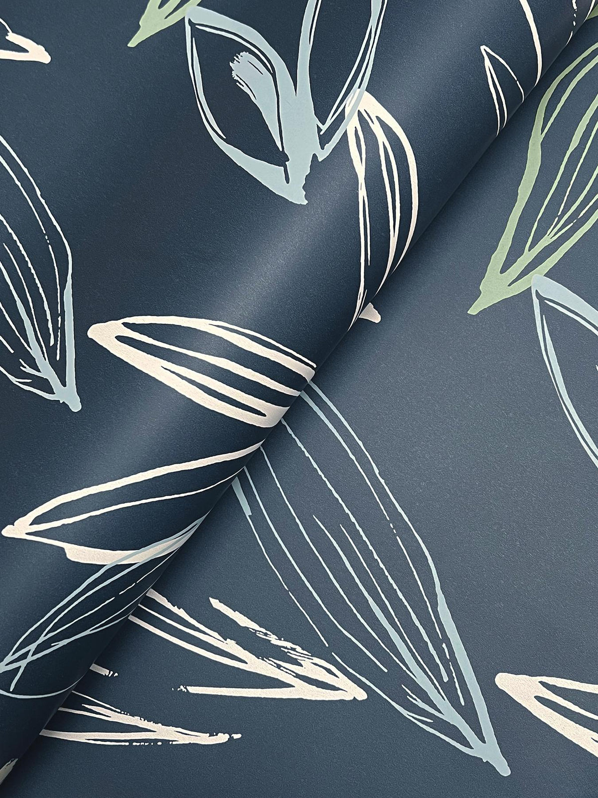 A-Street Prints Kenia Indigo Leaf Toss Wallpaper