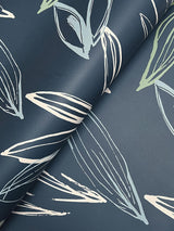 A-Street Prints Kenia Indigo Leaf Toss Wallpaper