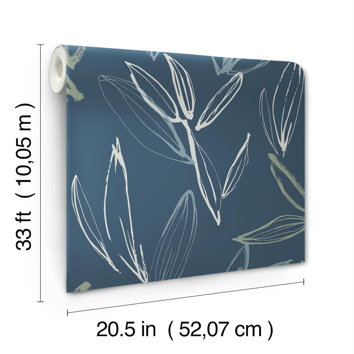 A-Street Prints Kenia Indigo Leaf Toss Wallpaper