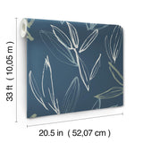 A-Street Prints Kenia Indigo Leaf Toss Wallpaper
