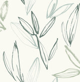 A-Street Prints Kenia Green Leaf Toss Wallpaper