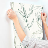 A-Street Prints Kenia Green Leaf Toss Wallpaper