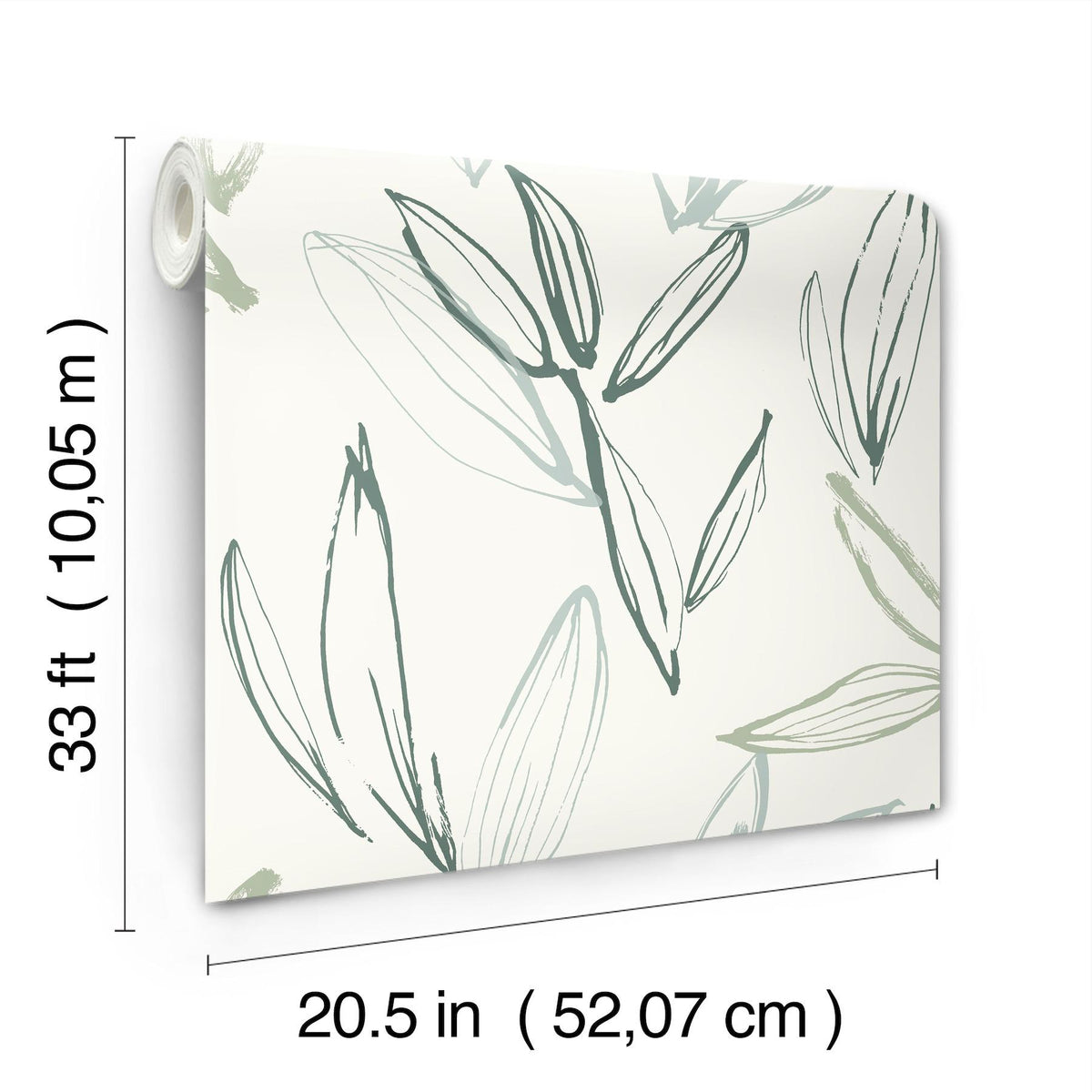 A-Street Prints Kenia Green Leaf Toss Wallpaper