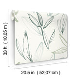 A-Street Prints Kenia Green Leaf Toss Wallpaper