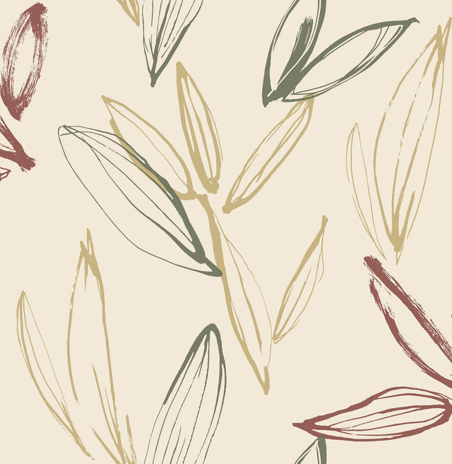 A-Street Prints Kenia Multicolor Leaf Toss Wallpaper