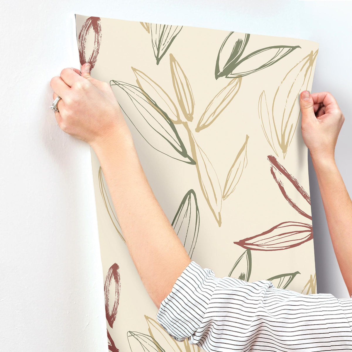 A-Street Prints Kenia Multicolor Leaf Toss Wallpaper