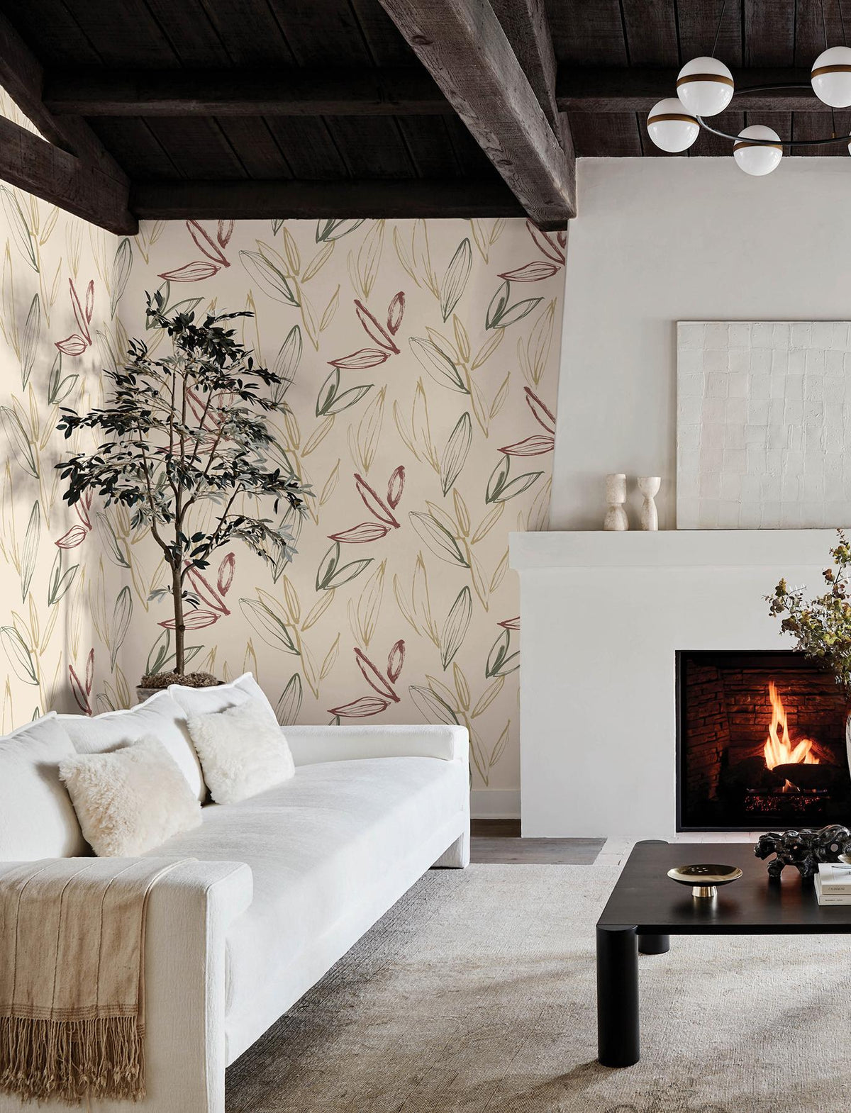 A-Street Prints Kenia Multicolor Leaf Toss Wallpaper