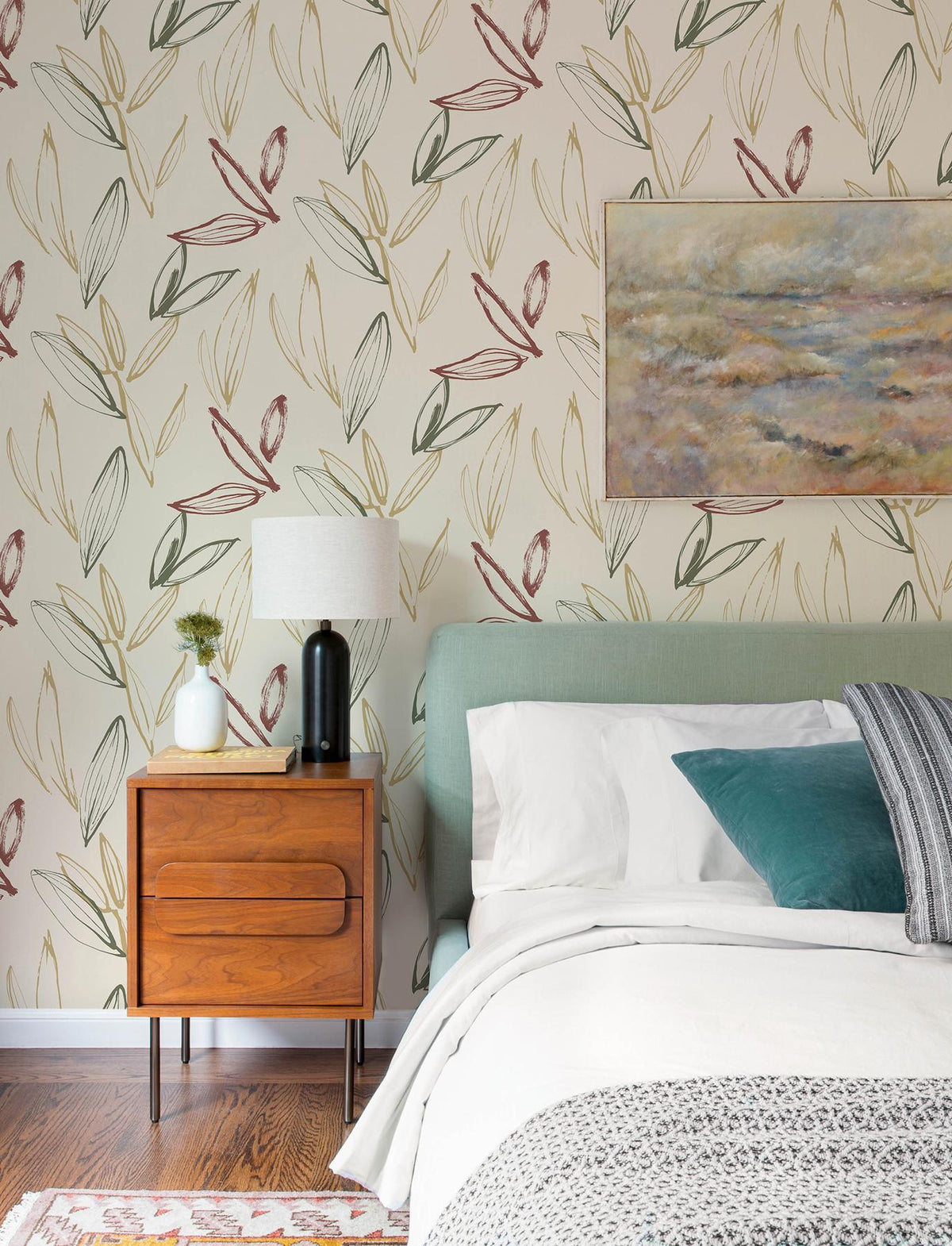 A-Street Prints Kenia Multicolor Leaf Toss Wallpaper