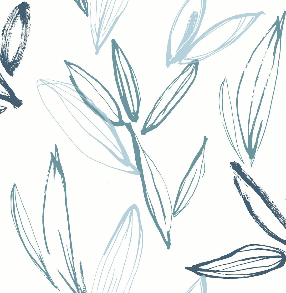 A-Street Prints Kenia Blue Leaf Toss Wallpaper
