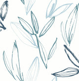 A-Street Prints Kenia Blue Leaf Toss Wallpaper