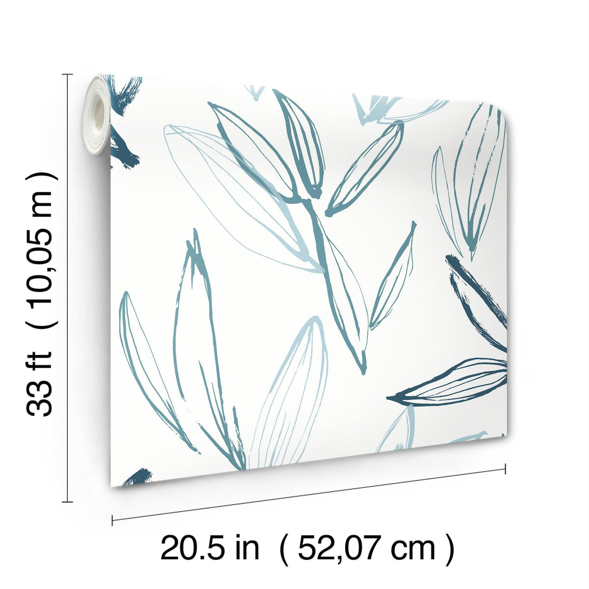 A-Street Prints Kenia Blue Leaf Toss Wallpaper