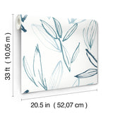 A-Street Prints Kenia Blue Leaf Toss Wallpaper