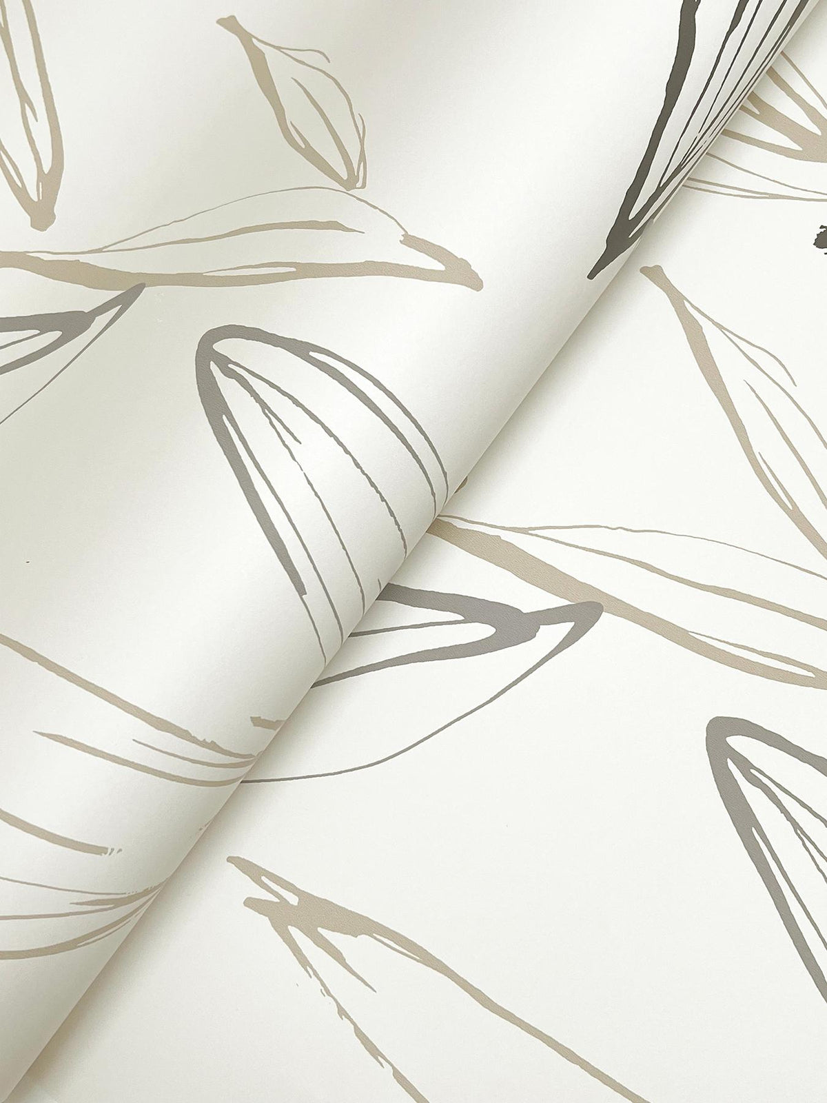 A-Street Prints Kenia Neutral Leaf Toss Wallpaper