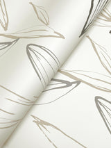 A-Street Prints Kenia Neutral Leaf Toss Wallpaper