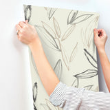 A-Street Prints Kenia Neutral Leaf Toss Wallpaper
