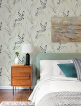 A-Street Prints Kenia Neutral Leaf Toss Wallpaper