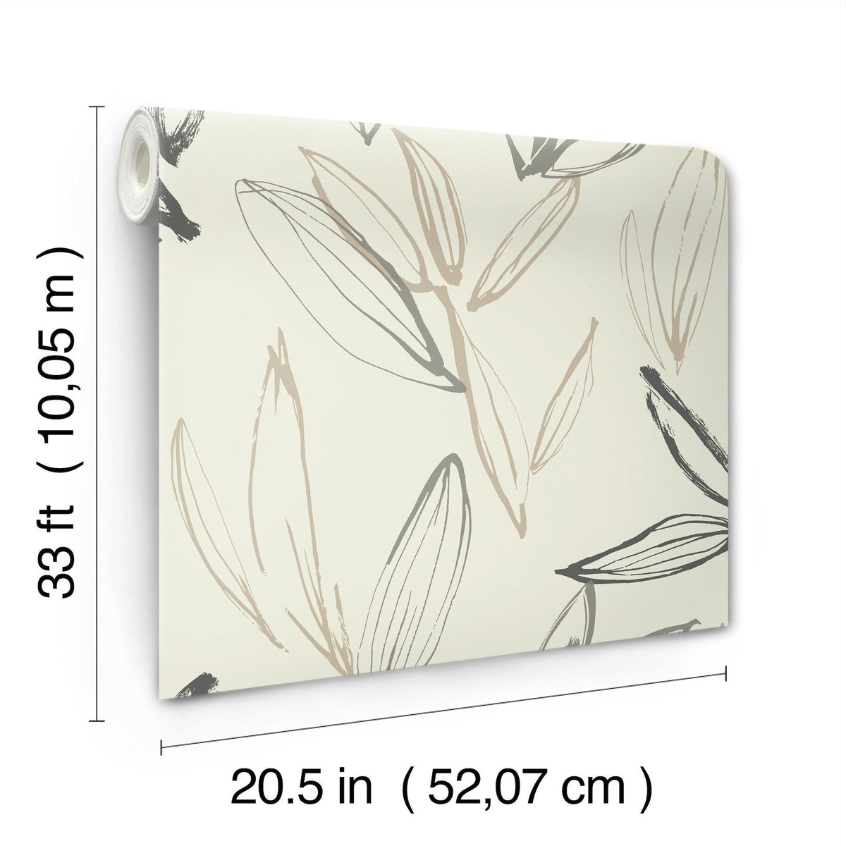 A-Street Prints Kenia Neutral Leaf Toss Wallpaper