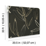 A-Street Prints Kenia Black Leaf Toss Wallpaper