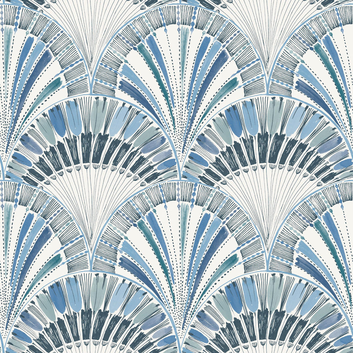 A-Street Prints Myla Blue Fanning Reeds Wallpaper