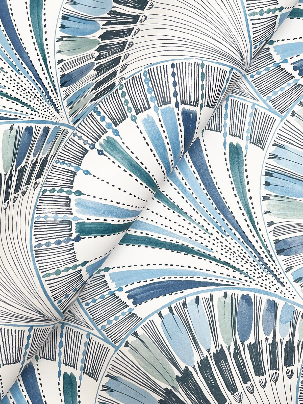 A-Street Prints Myla Blue Fanning Reeds Wallpaper