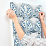 A-Street Prints Myla Blue Fanning Reeds Wallpaper