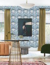 A-Street Prints Myla Blue Fanning Reeds Wallpaper