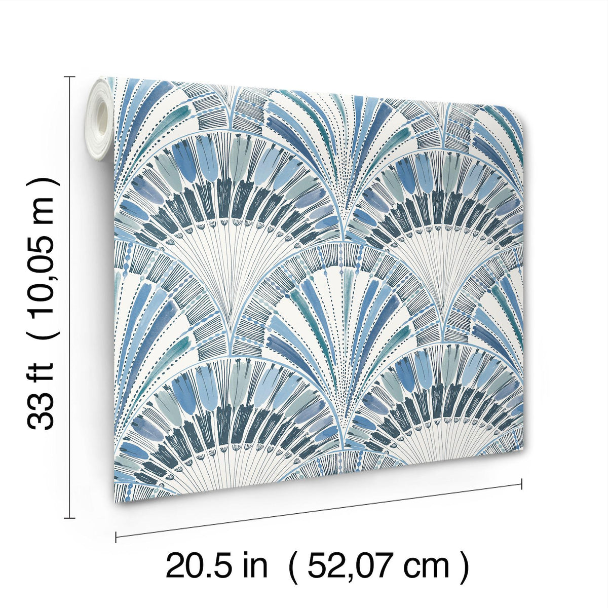 A-Street Prints Myla Blue Fanning Reeds Wallpaper