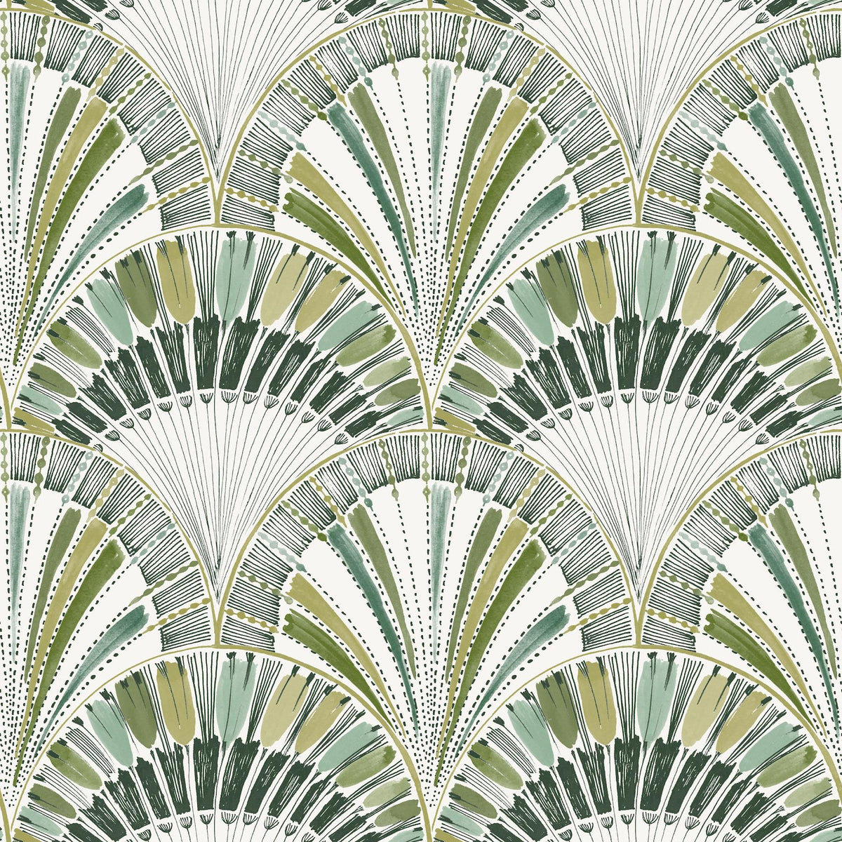 A-Street Prints Myla Green Fanning Reeds Wallpaper