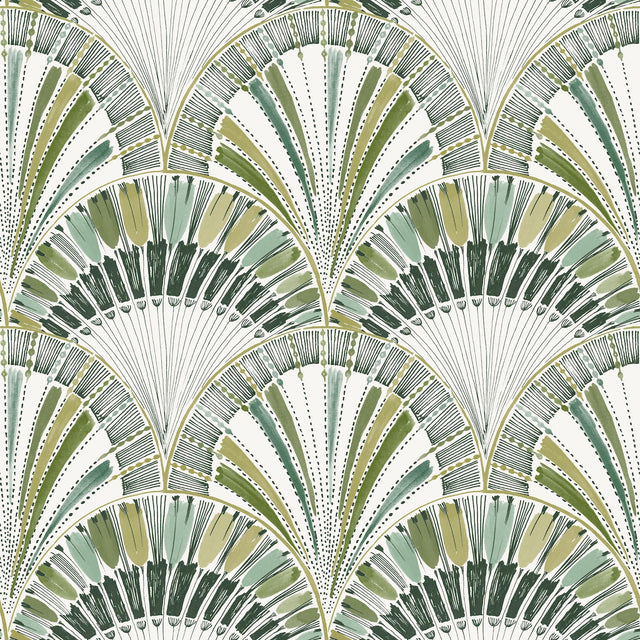 A-Street Prints Myla Green Fanning Reeds Wallpaper