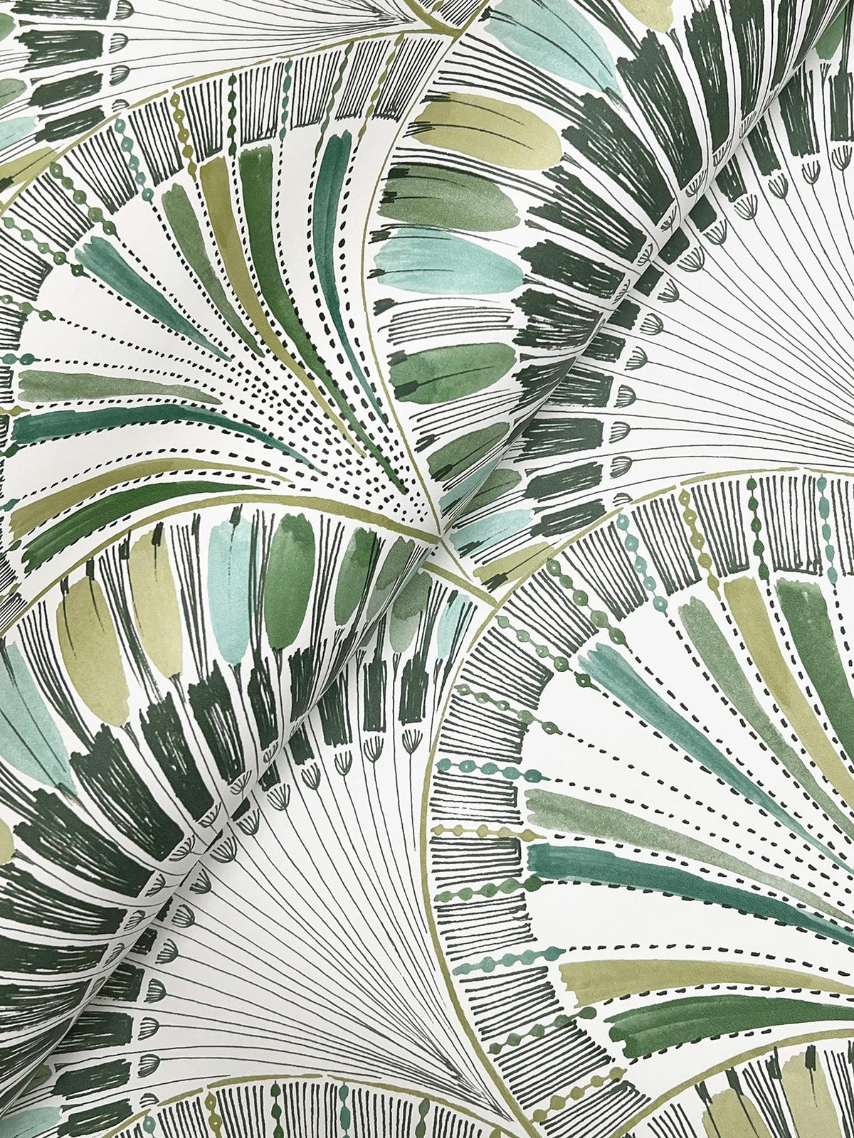 A-Street Prints Myla Green Fanning Reeds Wallpaper