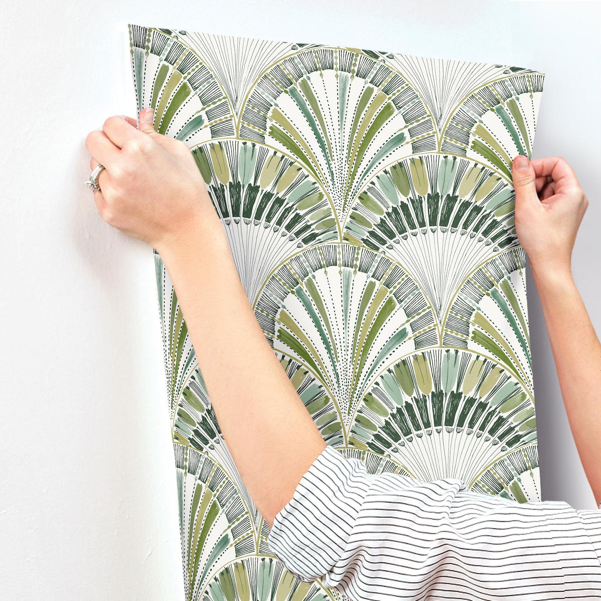 A-Street Prints Myla Green Fanning Reeds Wallpaper