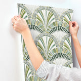 A-Street Prints Myla Green Fanning Reeds Wallpaper