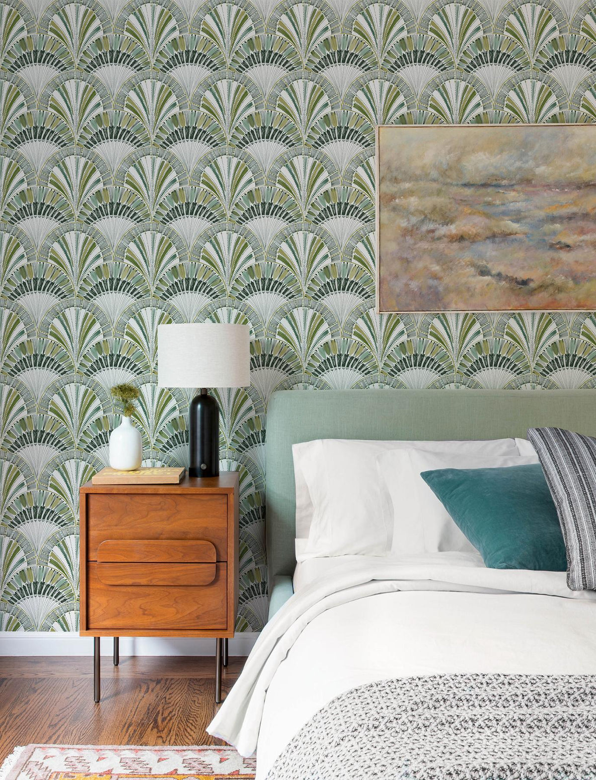 A-Street Prints Myla Green Fanning Reeds Wallpaper