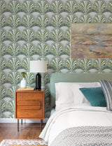 A-Street Prints Myla Green Fanning Reeds Wallpaper